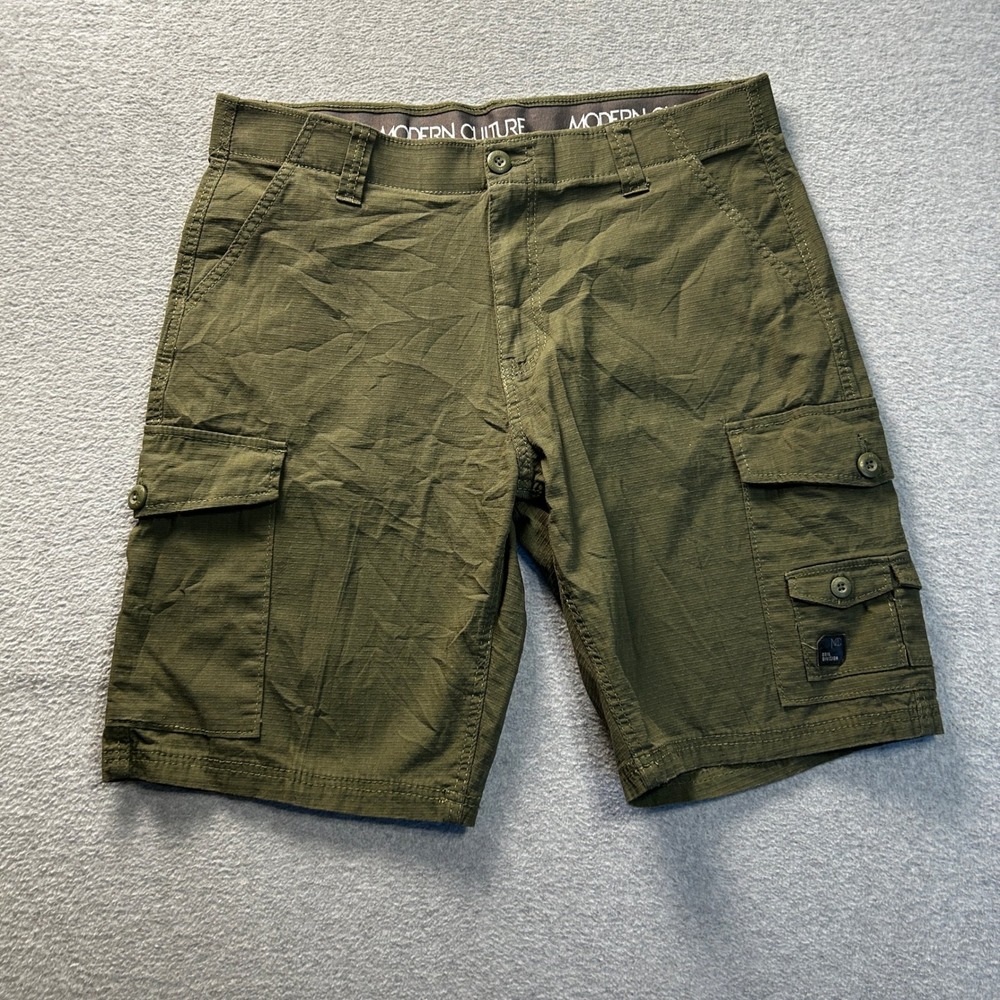 Cargo Utility Shorts Mens Size 34 Olive Green Multiple Pocket Modern Culture